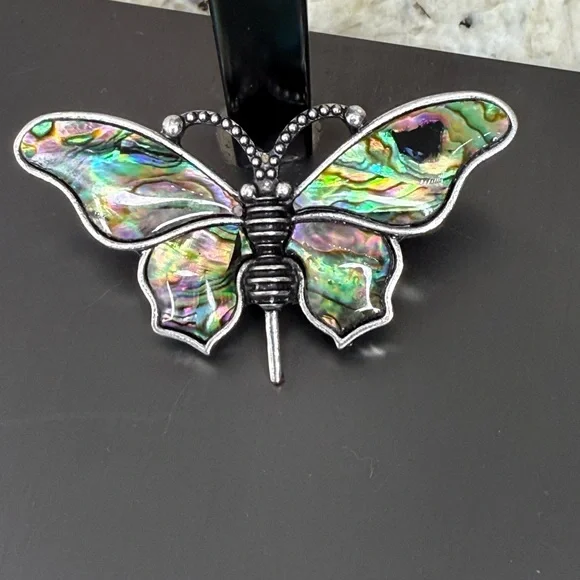 Vintage Colorful Butterfly Mother of Pearl and Brooch or Pendant - Picture 3 of 6